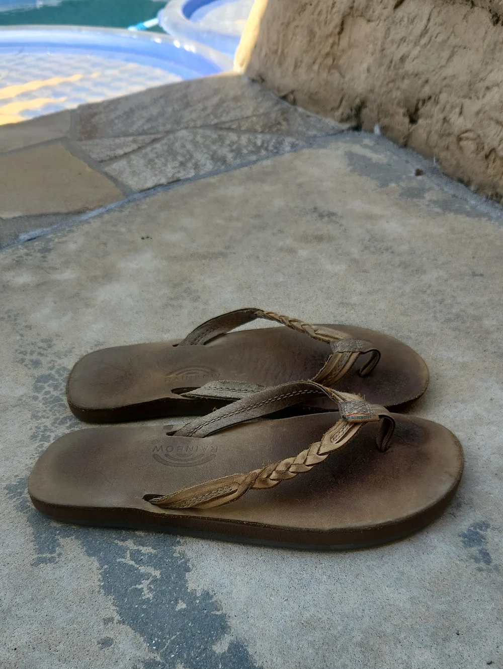 Rainbow Flip Flops Brown Braided Strap 2 3
